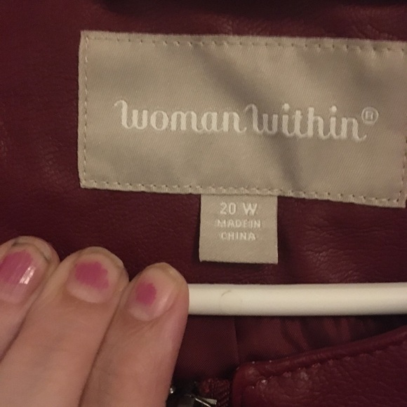 COPY - WOMAN within red burgundy leather jacket 20w new never worn - Picture 3 of 4